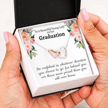 Young Lady On Her Graduation Interlocking Hearts Necklace - Love You This Much